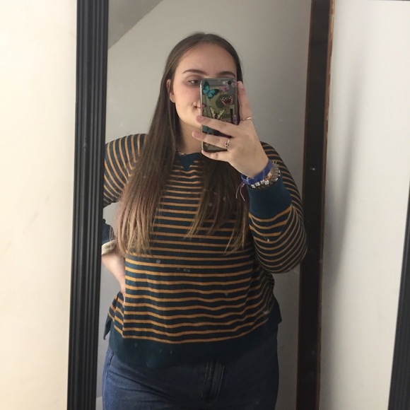 ana long sleeve yellow and blue striped sweater - Picture 2 of 2